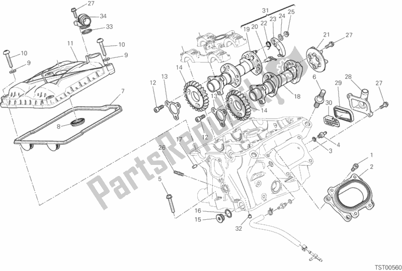 Alle onderdelen voor de Verticale Cilinderkop - Timing van de Ducati Superbike 959 Panigale ABS Thailand 2018